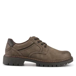 Wide Fit Lace Up Casual Shoes - Khaki
