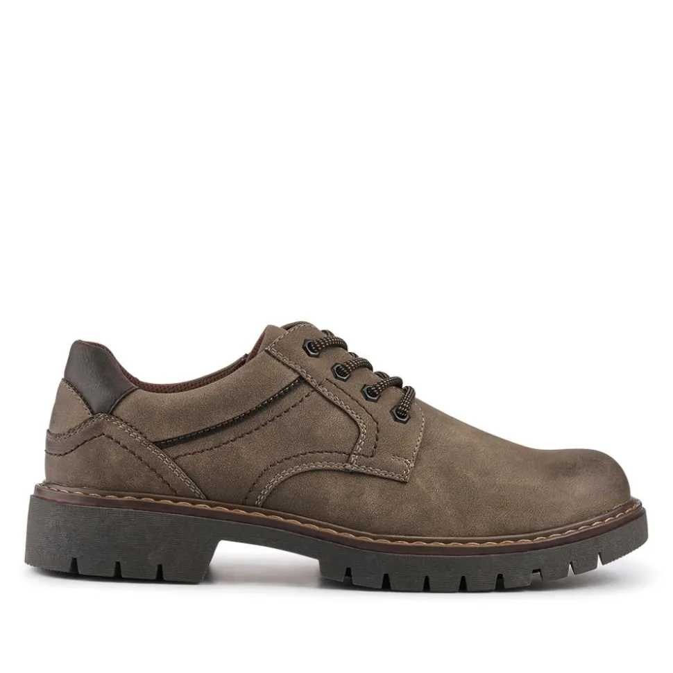 Wide Fit Lace Up Casual Shoes - Khaki