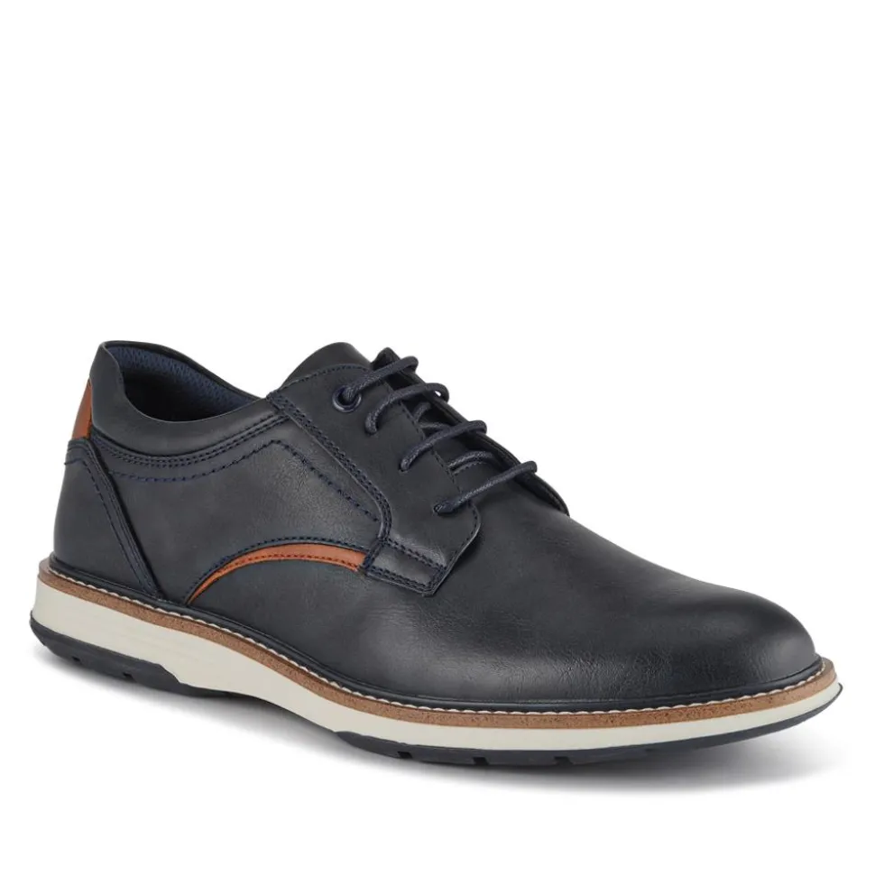Wide Fit Lace-Up Casual Shoes - Navy
