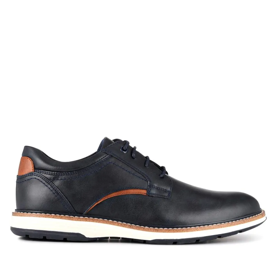 Wide Fit Lace-Up Casual Shoes - Navy