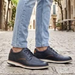 Wide Fit Lace-Up Casual Shoes - Navy