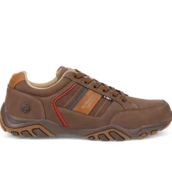 Wide Fit Lace Up Casual Trainers - Brown Multi