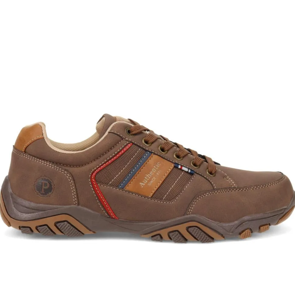 Wide Fit Lace Up Casual Trainers - Brown Multi