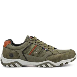 Wide Fit Lace Up Casual Trainers - Khaki