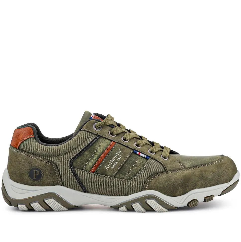 Wide Fit Lace Up Casual Trainers - Khaki