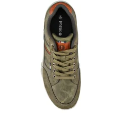 Wide Fit Lace Up Casual Trainers - Khaki