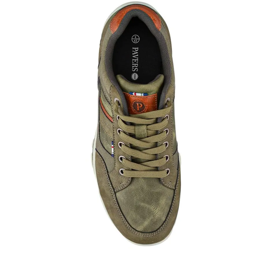 Wide Fit Lace Up Casual Trainers - Khaki
