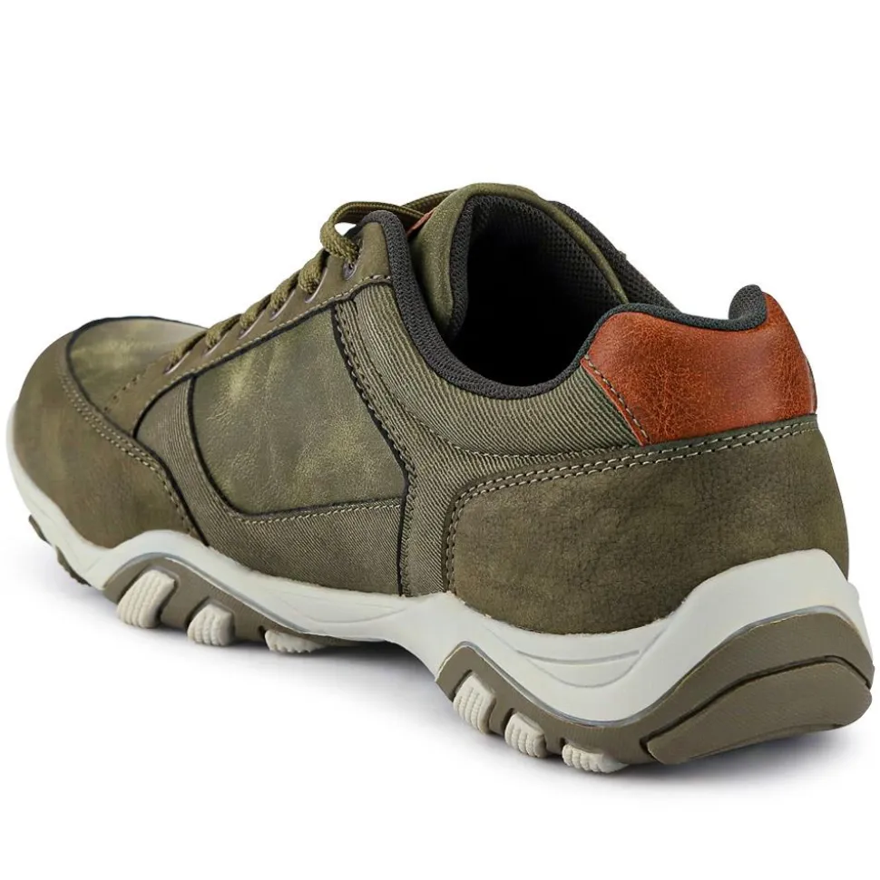Wide Fit Lace Up Casual Trainers - Khaki