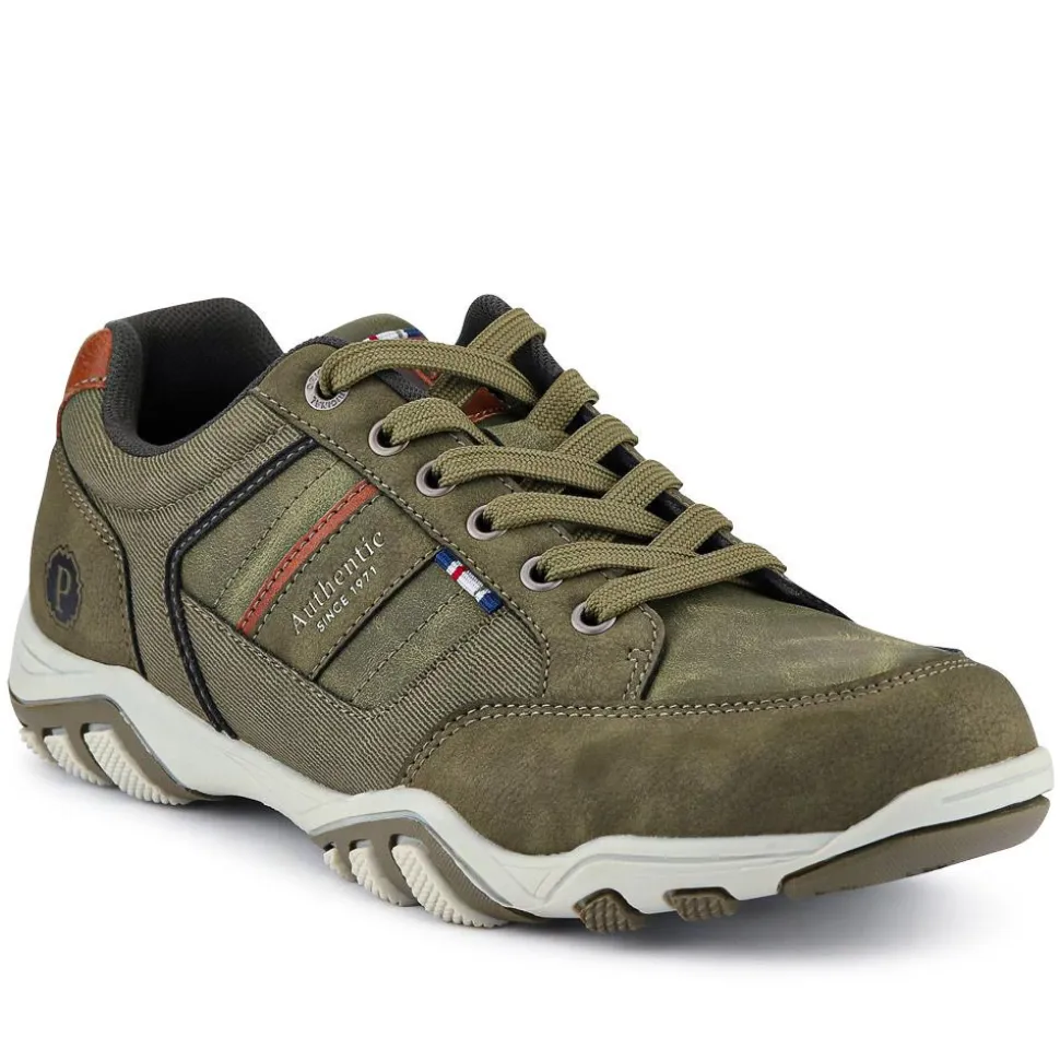 Wide Fit Lace Up Casual Trainers - Khaki