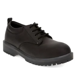 Wide Fit Lace Up Leather Shoes - Black
