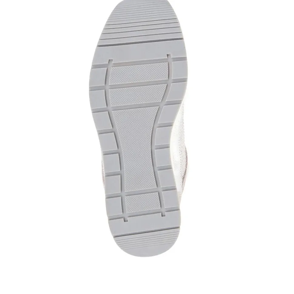 Wide Fit Lace-Up Leather Trainers - Silver