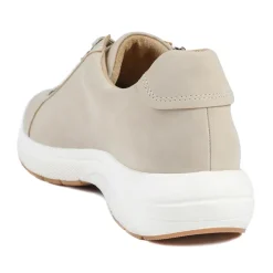 Wide Fit Lace Up Shoes with Functional Zip - Beige