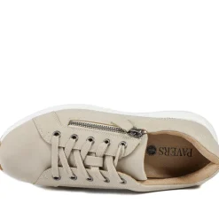Wide Fit Lace Up Shoes with Functional Zip - Beige