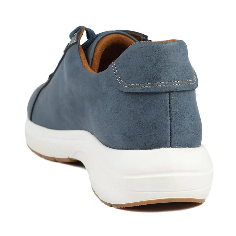 Wide Fit Lace Up Shoes with Functional Zip - Navy