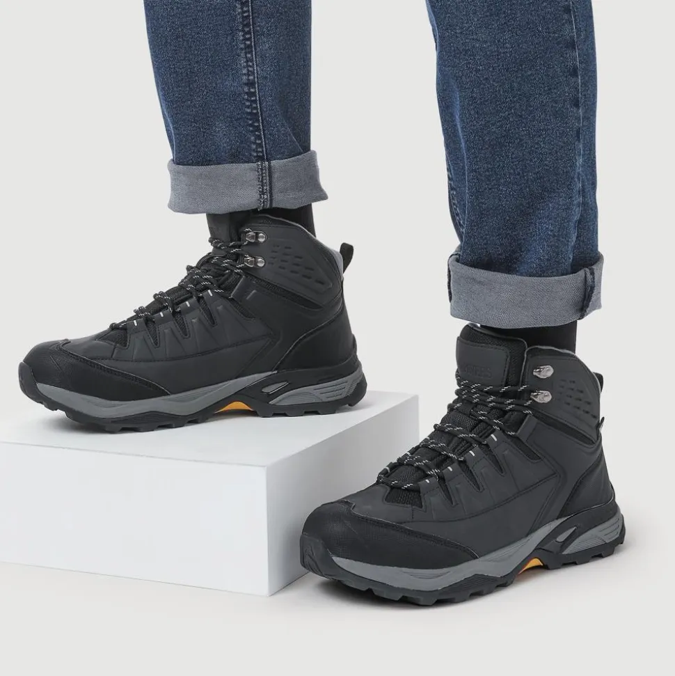 Wide Fit Lace Up Walking Boots - Black