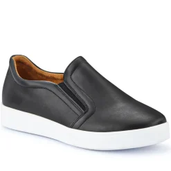 Wide Fit Ladies' Slip-On Shoes - Black