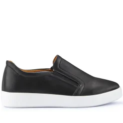 Wide Fit Ladies' Slip-On Shoes - Black