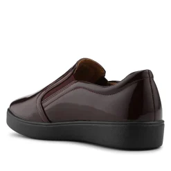 Wide Fit Ladies' Slip-On Shoes - Burgundy Patent