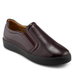 Wide Fit Ladies' Slip-On Shoes - Burgundy Patent