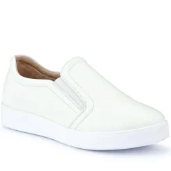 Wide Fit Ladies' Slip-On Shoes - White