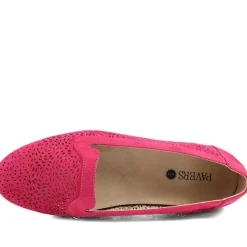 Wide Fit Laser Cut Slip On Shoes - Fuschia