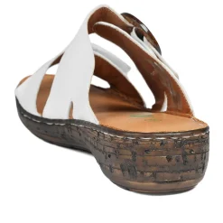 Wide Fit Leather Adjustable Fasten Sandals - White
