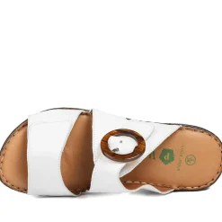 Wide Fit Leather Adjustable Fasten Sandals - White
