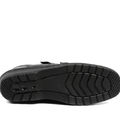Wide Fit Leather Adjustable Fit Shoes - Black
