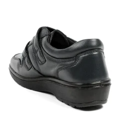 Wide Fit Leather Adjustable Fit Shoes - Navy