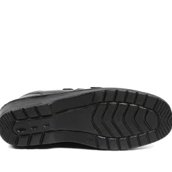 Wide Fit Leather Adjustable Fit Shoes - Navy