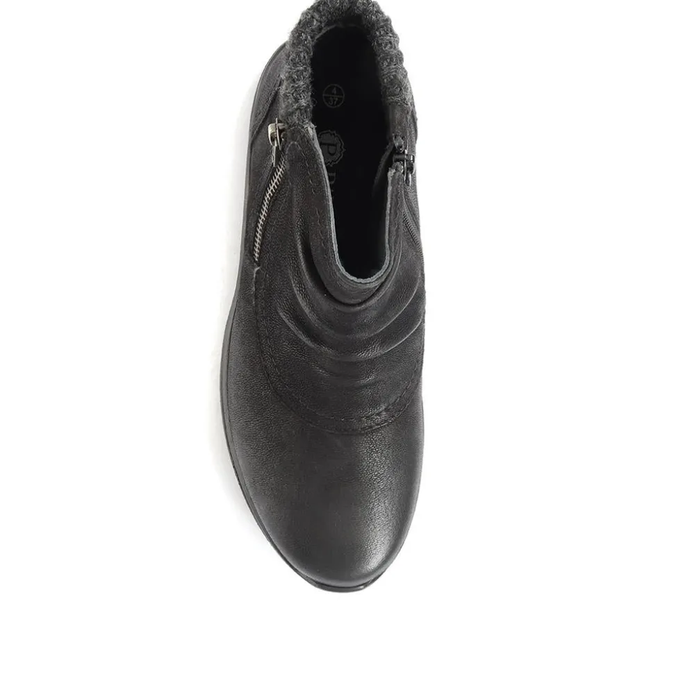Wide Fit Leather Ankle Boots - Black