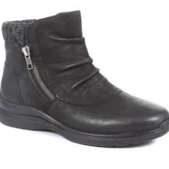 Wide Fit Leather Ankle Boots - Black