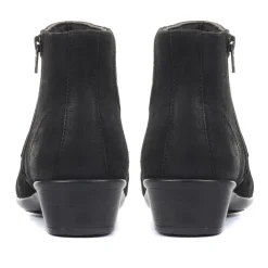Wide Fit Leather Ankle Boots - Black