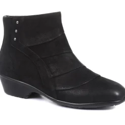Wide Fit Leather Ankle Boots - Black