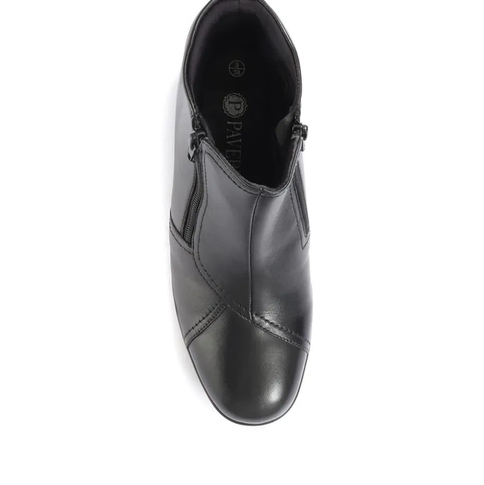Wide-Fit Leather Ankle Boots - Black