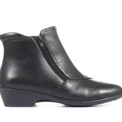 Wide-Fit Leather Ankle Boots - Black