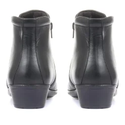 Wide-Fit Leather Ankle Boots - Black