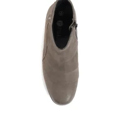 Wide Fit Leather Ankle Boots - Grey