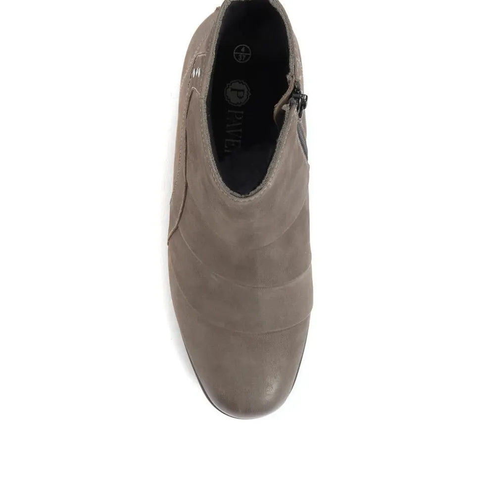 Wide Fit Leather Ankle Boots - Grey