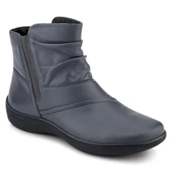 Wide Fit Leather Ankle Boots - Grey