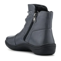 Wide Fit Leather Ankle Boots - Grey
