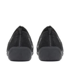 Wide Fit Leather Arch Support Trainers - Black Floral