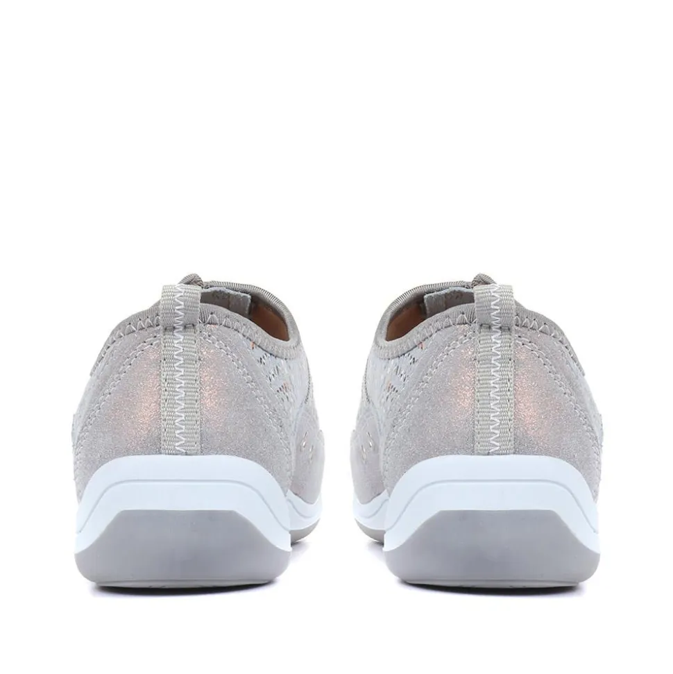 Wide Fit Leather Arch Support Trainers - Denim