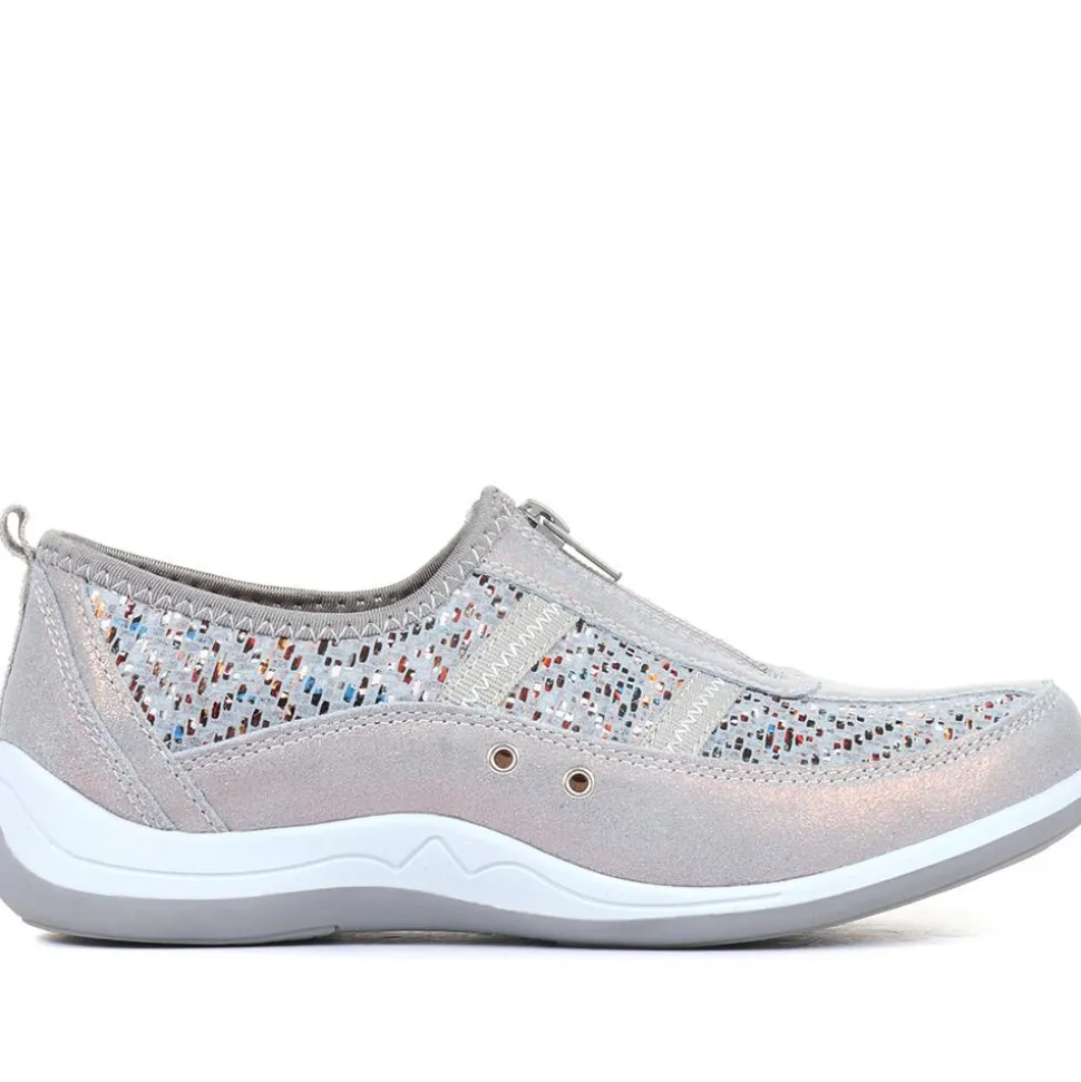 Wide Fit Leather Arch Support Trainers - Denim