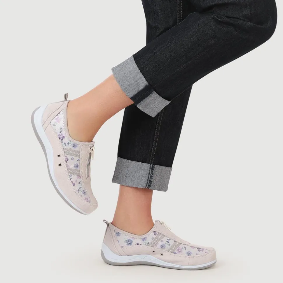 Wide Fit Leather Arch Support Trainers - Floral