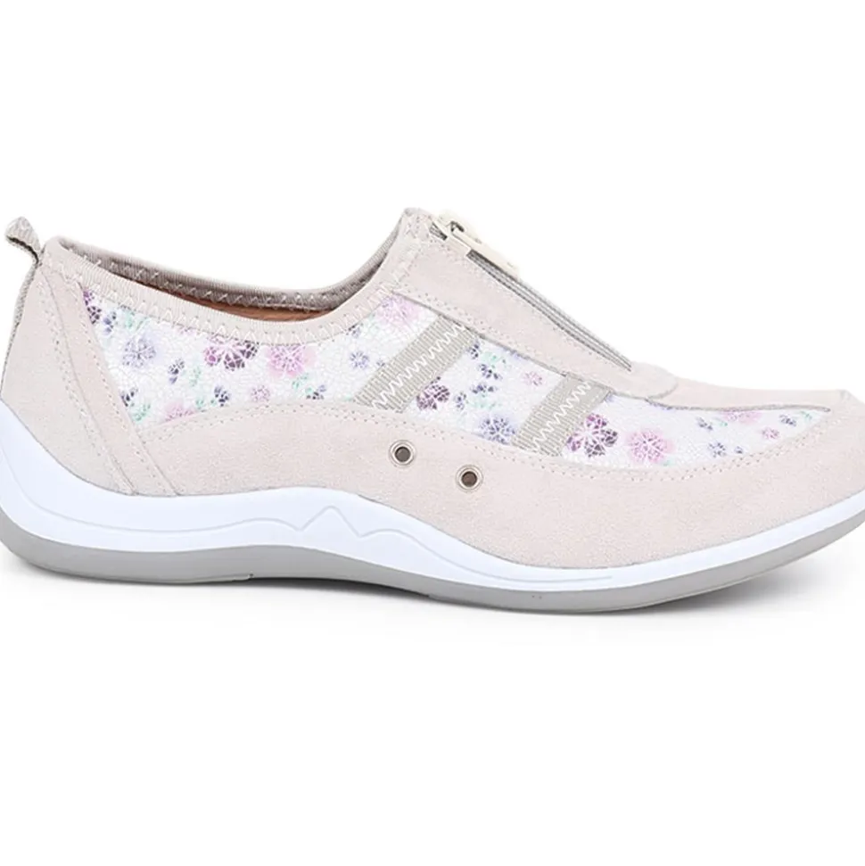 Wide Fit Leather Arch Support Trainers - Floral