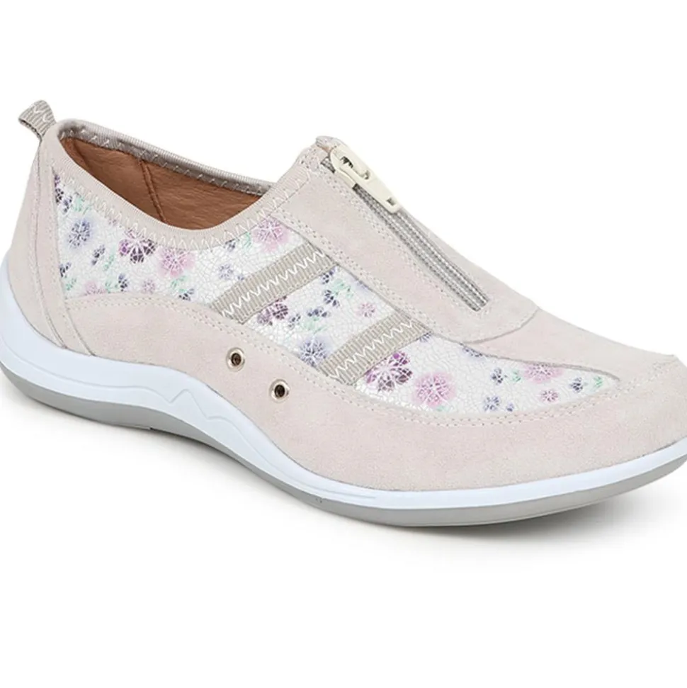 Wide Fit Leather Arch Support Trainers - Floral