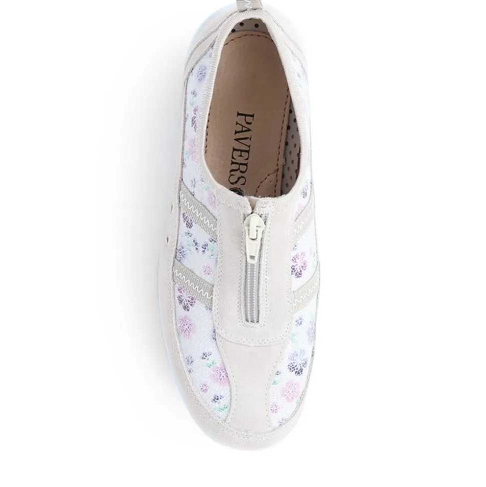 Wide Fit Leather Arch Support Trainers - Floral