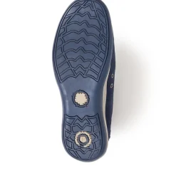 Wide Fit Leather Arch Support Trainers - Navy Multi