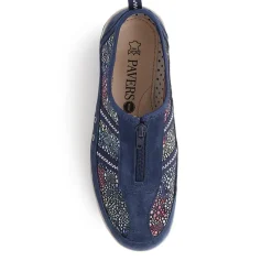 Wide Fit Leather Arch Support Trainers - Navy Multi